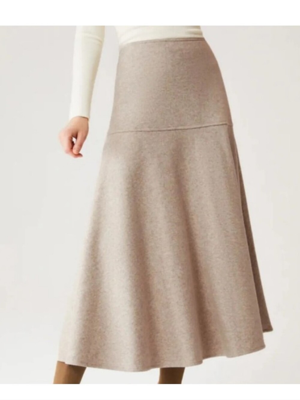 OGL Beige wool Like Midi Skirt